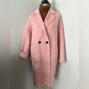 Pink Publisher Wool Blend Oversized Coat